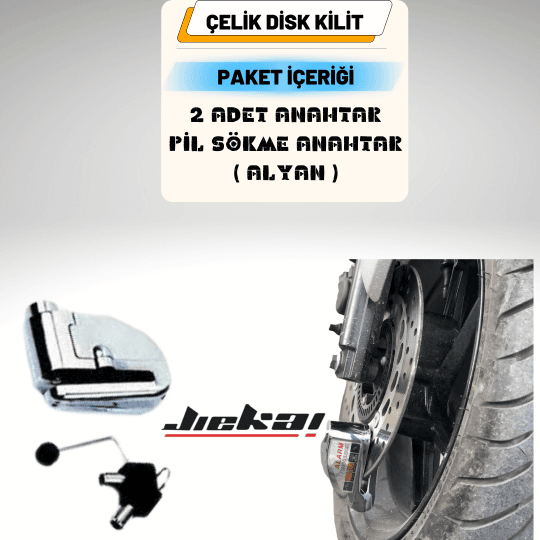 Motosiklet Küçük Resim Jiekai 'JK002-Çeli̇k-Alarm-Di̇sk-Ki̇li̇di̇'